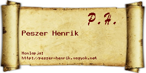 Peszer Henrik névjegykártya